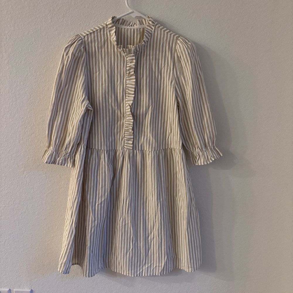Striped Cream and Gray Dress